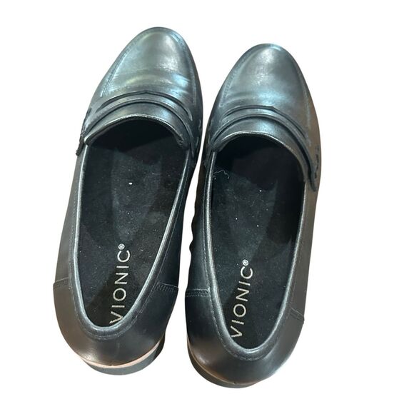 Vionic black chunky lug sole loafers shoes 7 Cheryl II slip ons - Picture 3 of 8